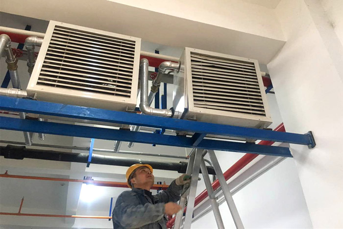 地下車庫熱水暖風機案例實拍